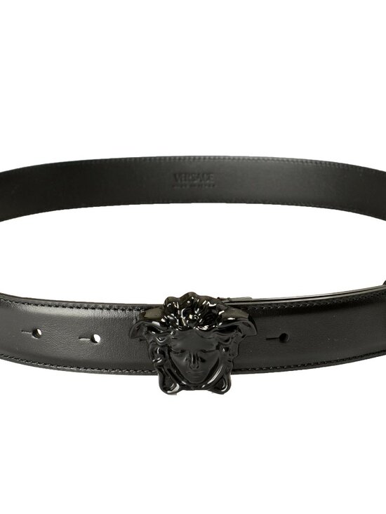 Versace Unisex Black 100% Leather Black Medusa Head Buckle Belt US 32 IT 80 main image 4